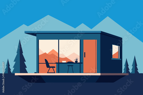 tiny house office with compact furniture 