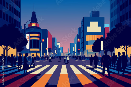 tokyo shibuya crossing at night  busy and glowing 