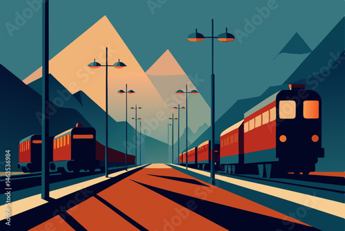 train yard with stationary locomotives under 