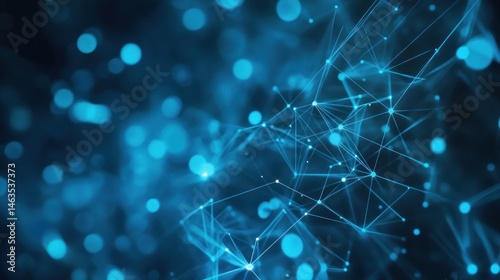 Interconnected network of luminous dots, glowing abstract structure