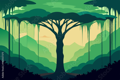 tree canopy dripping in dense rainforest 