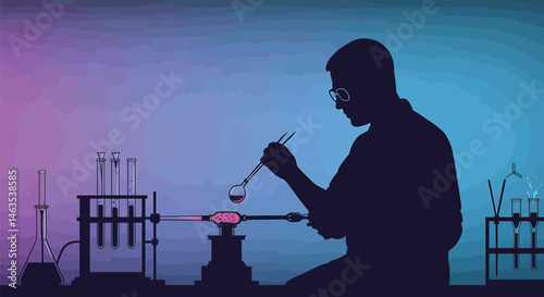 Scientific Glassblower Silhouette Vector