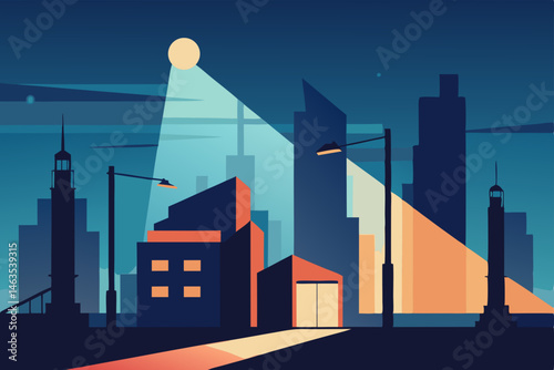 urban construction site lit for night work.svg