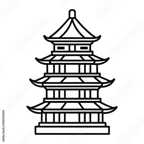 asian pagoda tower icon isolated vector