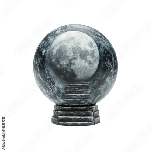 Moonlit Stairway to the Moon Mystical Glass Ball with Celestial Scene