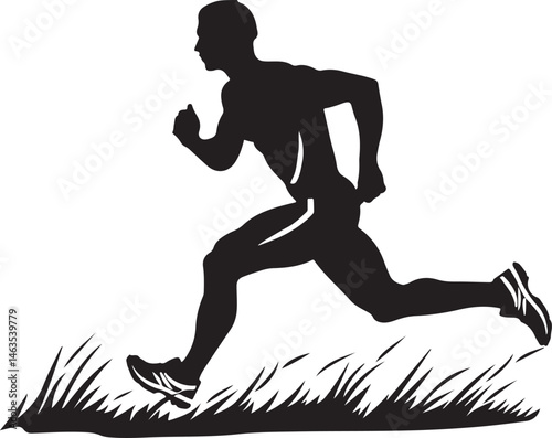 silhouette of a young man running, silhouette, sport, runner, run, running, vector, athlete, body, illustration, soccer, black, sports, people, player, jump, sprint, fitness, woman, competition, ball,