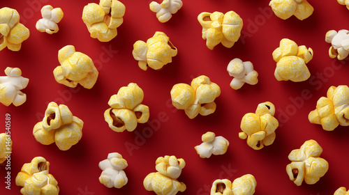 Popcorn Scattered on Red: A...