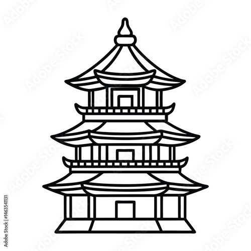 asian pagoda tower icon isolated vector