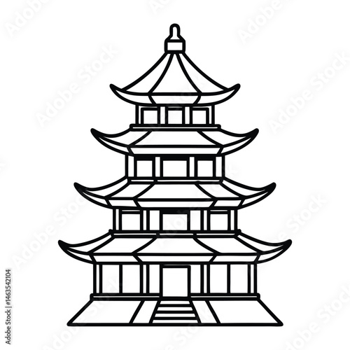 asian pagoda tower icon isolated vector