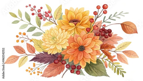 Autumn Watercolor Floral Bo...