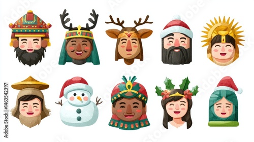Diverse festive portraits collection