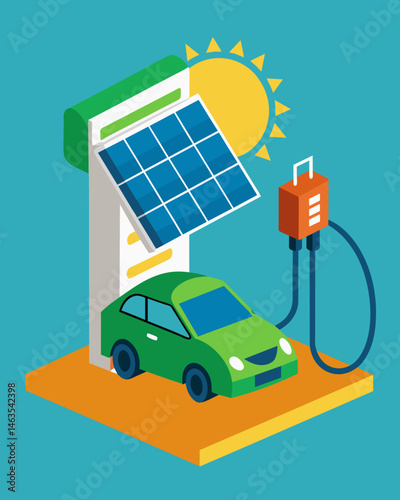 The solarpowered EV charger is not only an efficient and sustainable option for electric cars but also a great way to showcase the benefits of renewable energy to the community.. Vector illustration
