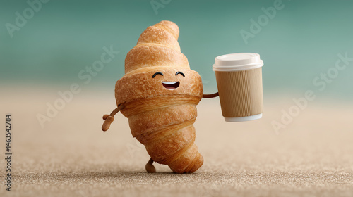 Happy Croissant with Coffee...