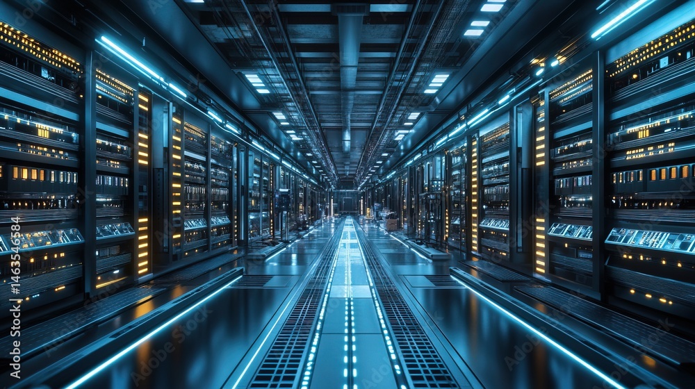 Obraz premium A fully automated block-based warehouse managed by robotic systems 