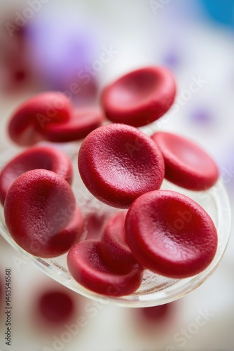 Red Blood Cells on Glass Slide Macro View Medical Research Hematology Science Laboratory Analysis Close Up