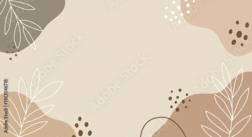 Abstract Floral Design with Neutral Earth Tones for Background or Banner