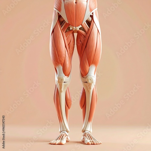 Human Leg Muscles Anatomy Detailed 3D Rendering Medical Illustration for Healthcare Education