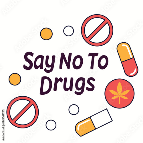  Anti Drug day vector illustration.