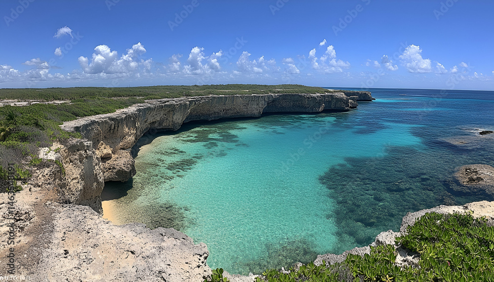 Obraz premium Stunning Turquoise Ocean Cove with Rocky Cliffs
