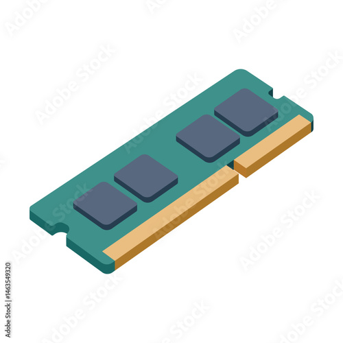Isometric RAM Memory Stick Vector. Computer Hardware Illustration
