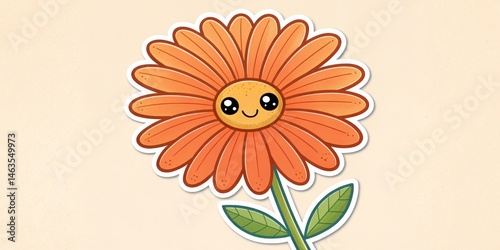 Cute Orange Flower Sticker ...