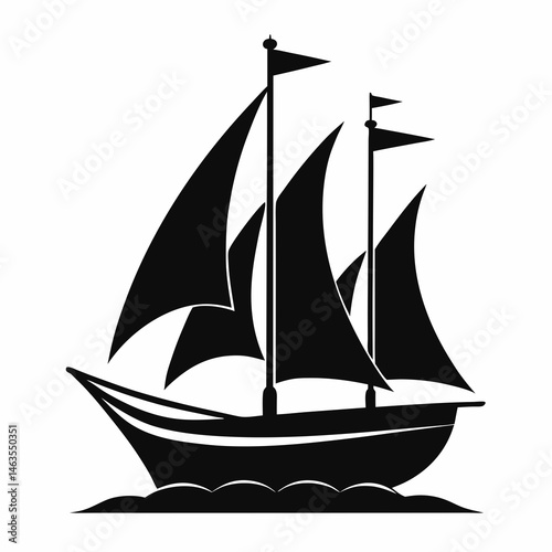 sailing ship isolated on white