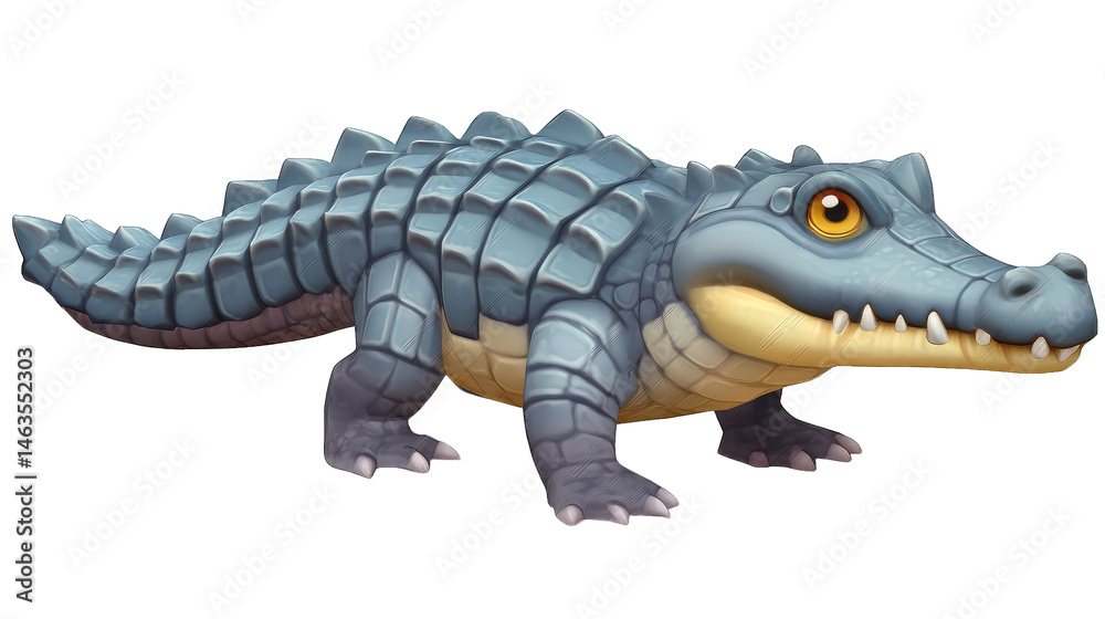Obraz premium Cartoon illustration of a small crocodile. A cute, stylized, yo