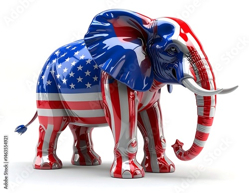 American Flag Elephant Symbol Politics Republican Party USA Patriotism Icon