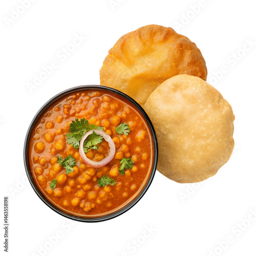 Chole bhature on transparent background.