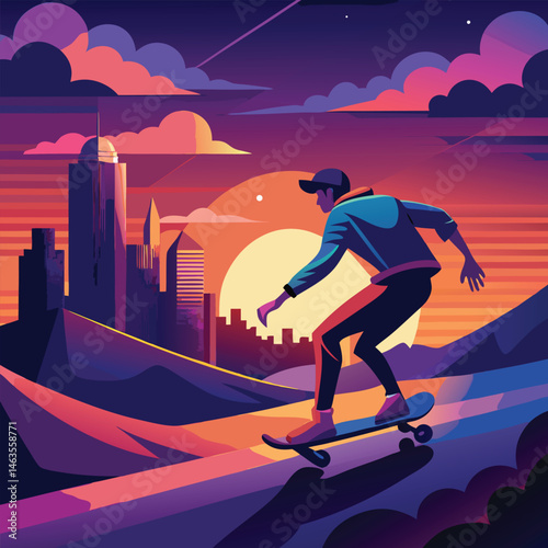 Silhouette action shot of a person on a snowboard jumping on a mountain, illustrating success and sport