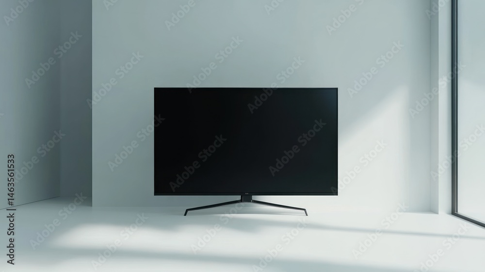 Fototapeta premium Modern flat screen television in minimalist interior setting