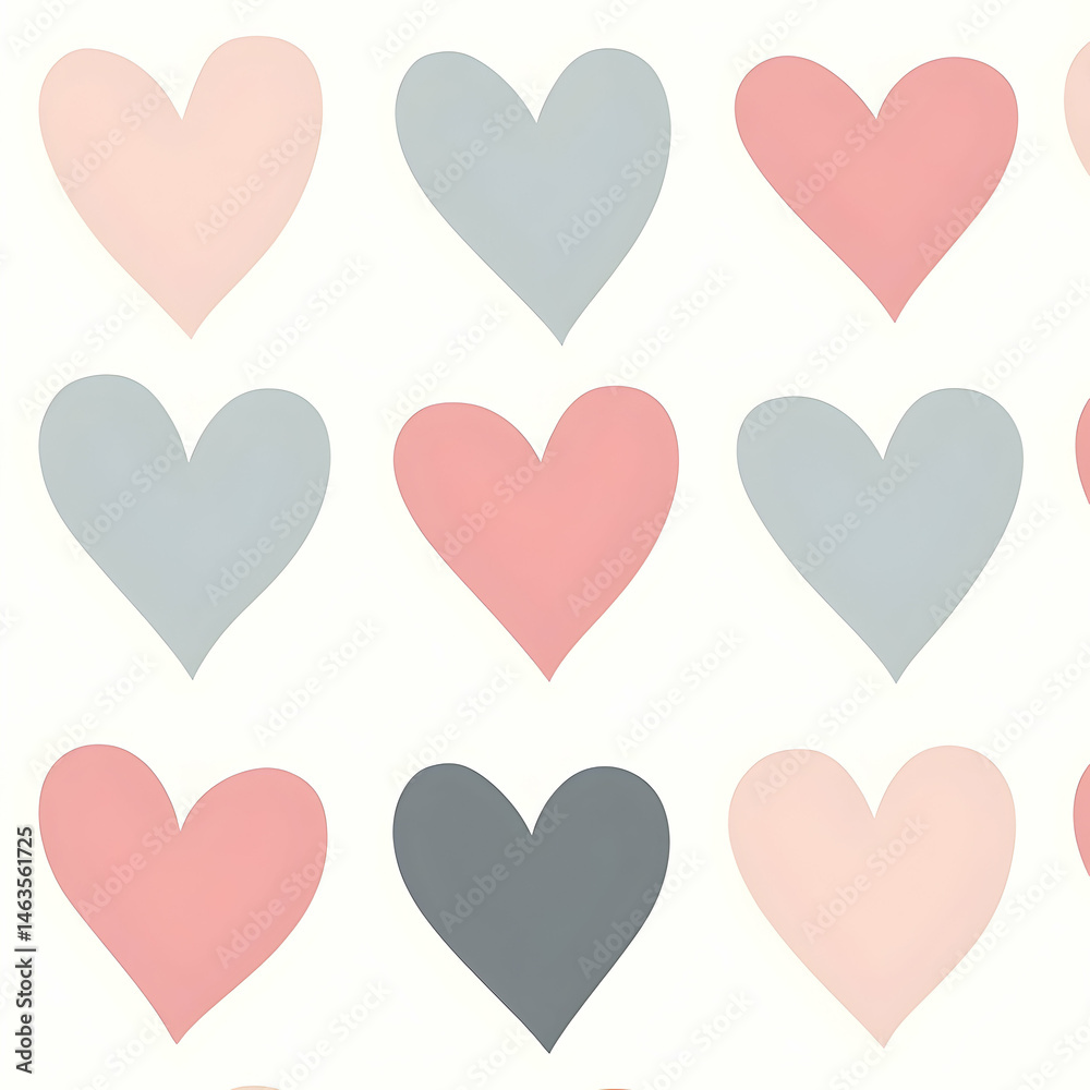 Simple, repeating pattern of hearts in pastel colors. Simple, repeating pattern of hearts in pastel colors.