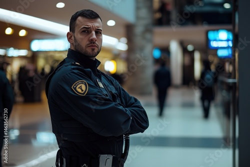 Security guard is responsible for preventing theft and maintaining public order in shopping center