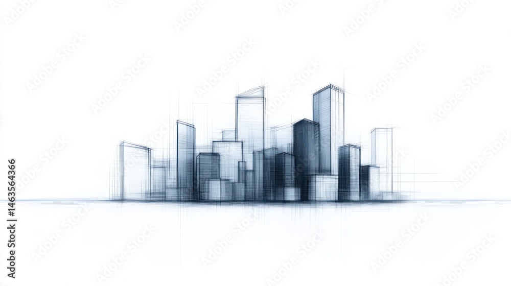 Obraz premium Modern cityscape sketch architectural design illustration