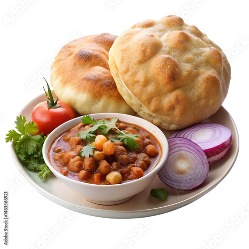 Chole bhature on transparent background.