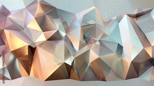 Sophisticated low poly geometric background in shades of gold and pastel blue