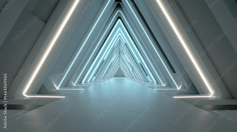 Obraz premium Futuristic triangle corridor interior