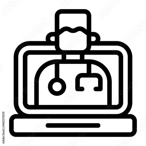 Doctor on screen Line Icon