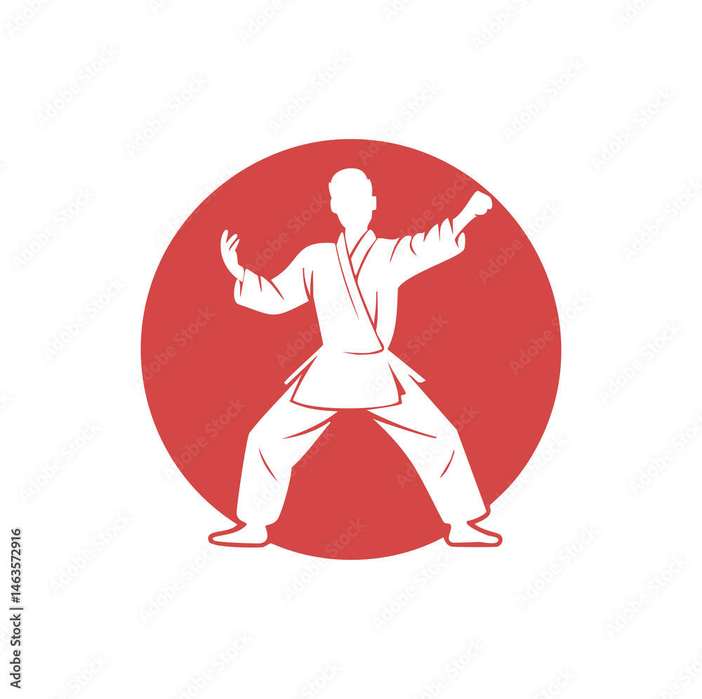 Obraz premium Martial Artist in Karate Pose