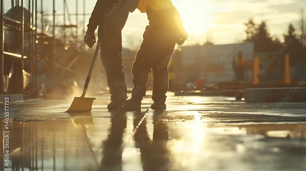 Obraz premium Construction Workers at Sunset