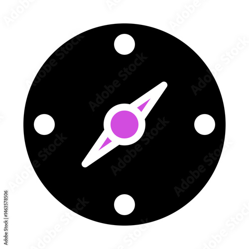 Stylized compass illustration with directional pointer and circular design
