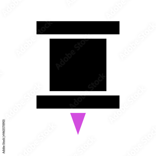 Stylized depiction of a pin highlighting design elements and visual minimalism