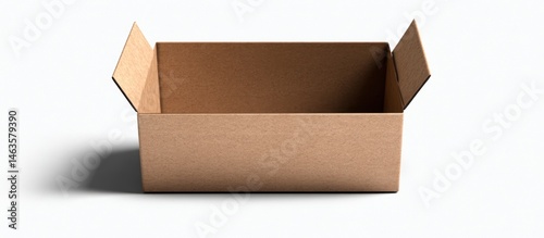 unveiling the potential of an open cardboard box a symbol of possibilities, opportunities and the promise of what lies within on a pristine white surface