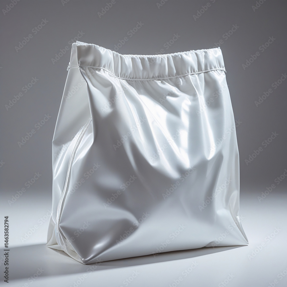 Modern White Fabric Pouch with Drawstring Closure Modern White Fabric Pouch with Drawstring Closure