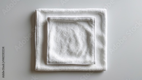 Square cotton towel mockup for face and hand towels, isolated on background (clipping path), flat lay top view