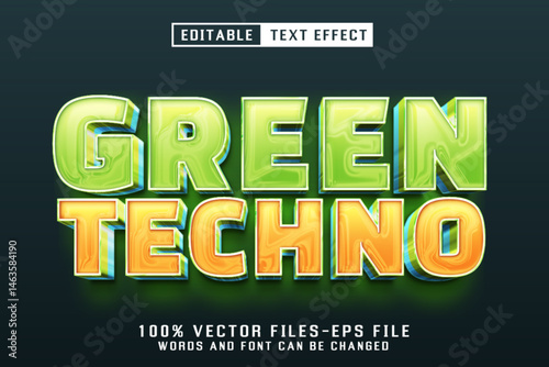 Green Techno 3d text - Editable Text Effect