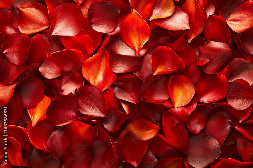 A vibrant display of many red flower petals. A vibrant display of many red flower petals.