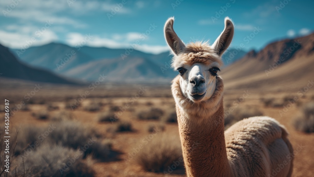 Obraz premium Wildlife of the Andes: Llamas in the Peruvian Wilderness