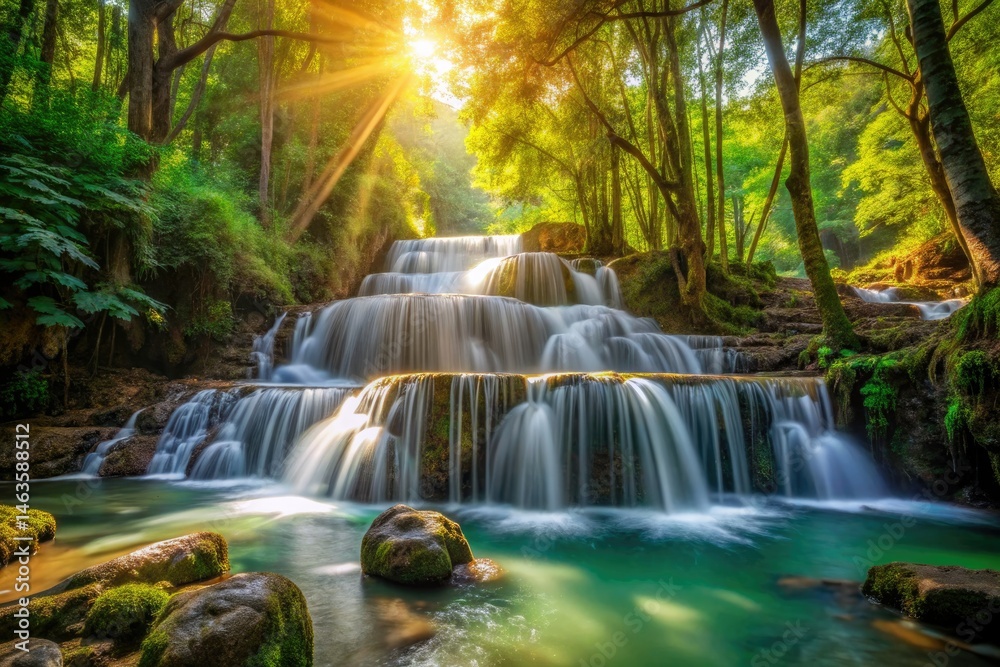 Obraz premium Thailand Waterfall Photography: Stunning Forest Stream & Rocks - High-Resolution Images