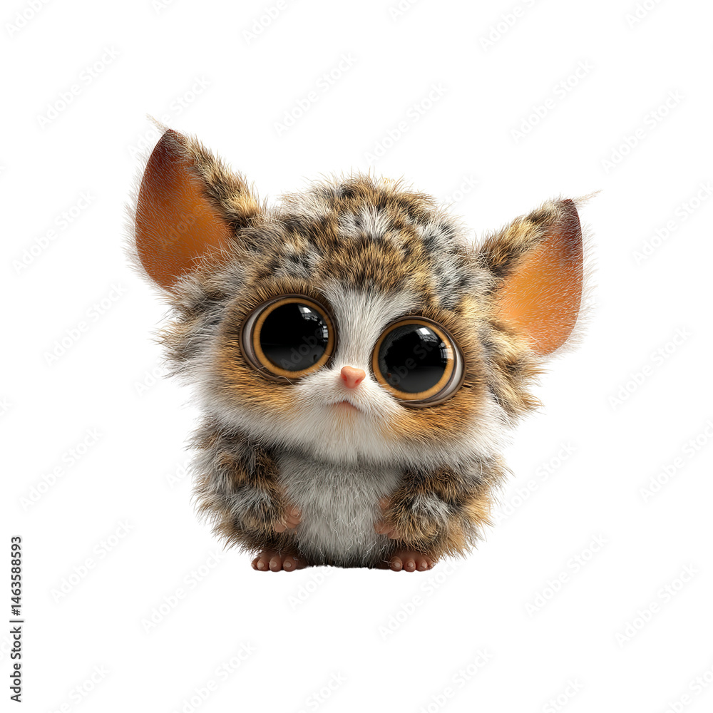 Naklejka premium Adorable 3D Rendered Baby Mouse with Big Eyes
